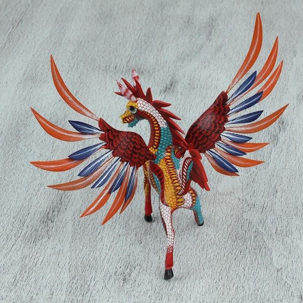 Alternate image for Handcrafted Alebrije Wood Pegasus Statuette from Mexico Magnificent Pegasus
