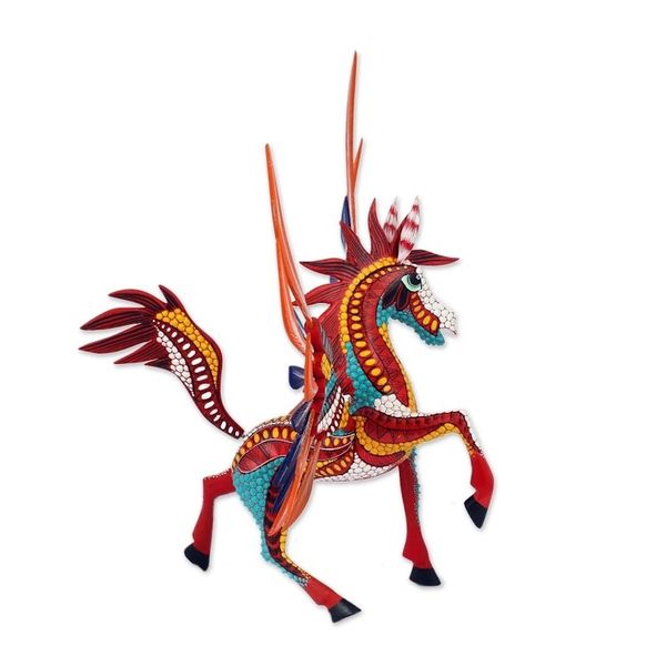 Alternate image for Handcrafted Alebrije Wood Pegasus Statuette from Mexico Magnificent Pegasus