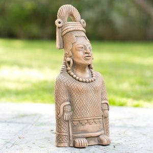 Image for Collectible Maya Ceramic Sculpture Museum Replica 'Maya Lady of Weaves'