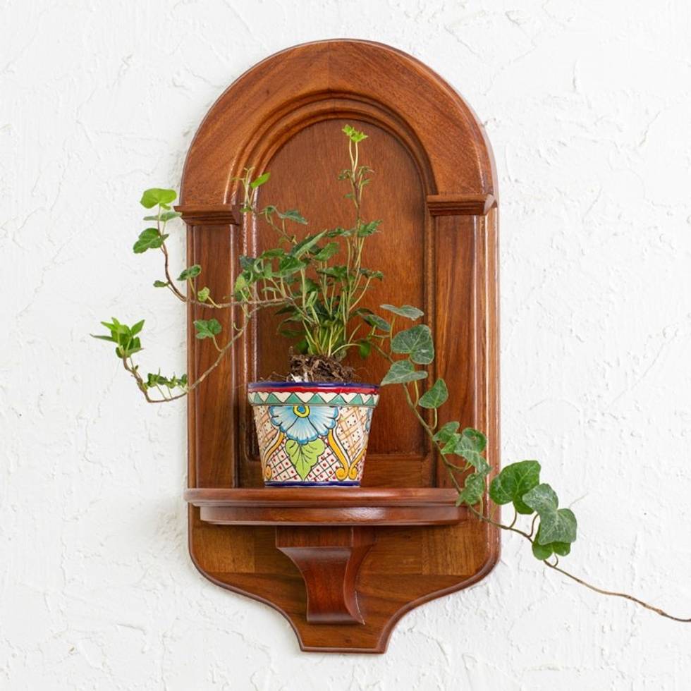 Mexican Hardwood Hacienda Style Wall Shelf 'Divine Light'