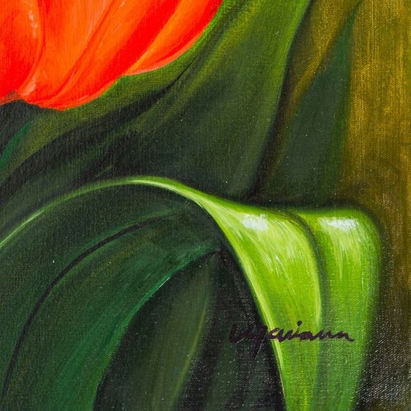 Alternate image for Signed Painting of Five Tulips from Mexico Five Tulips