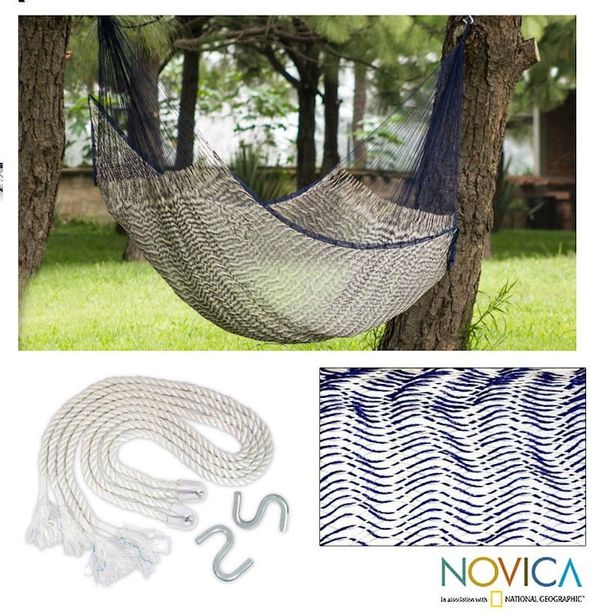 Alternate image for Unique Rope Hammock Single Ocean Waves