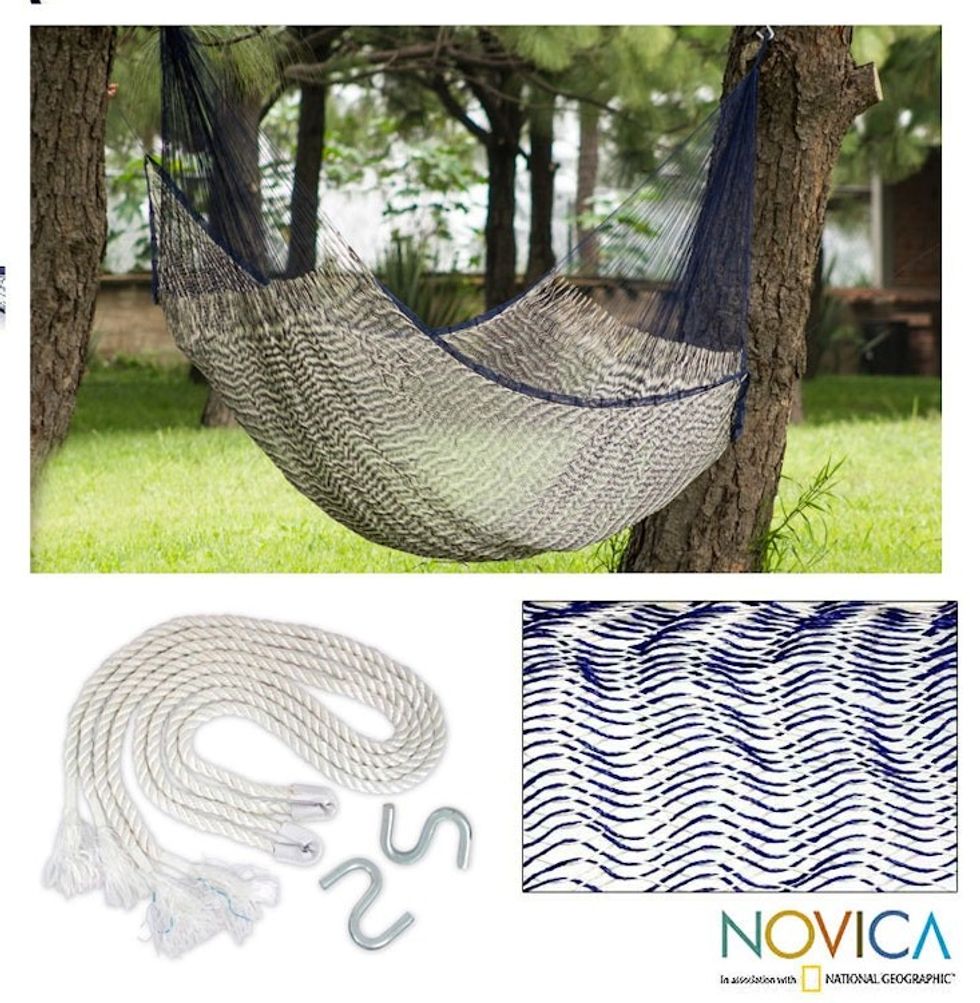 Unique Rope Hammock Single 'Ocean Waves'