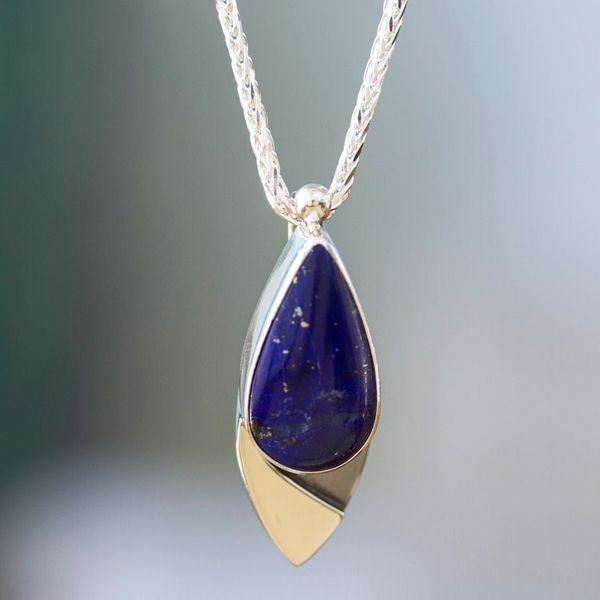 Alternate image for Mexican Modern Sterling Silver Lapis Lazuli Pendant Necklace Dove of Love