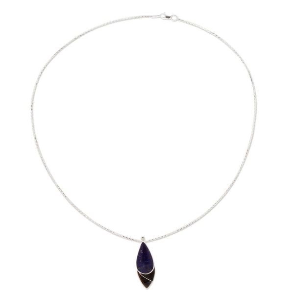 Alternate image for Mexican Modern Sterling Silver Lapis Lazuli Pendant Necklace Dove of Love