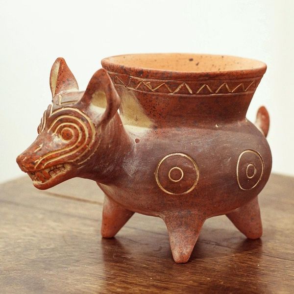 Alternate image for Hand Crafted Reddish Colima Dog Ceramic Pot from Mexico Colima Hound