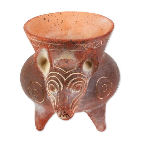 Alternate image for Hand Crafted Reddish Colima Dog Ceramic Pot from Mexico Colima Hound