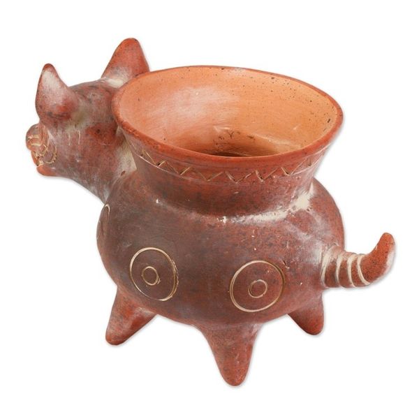 Alternate image for Hand Crafted Reddish Colima Dog Ceramic Pot from Mexico Colima Hound