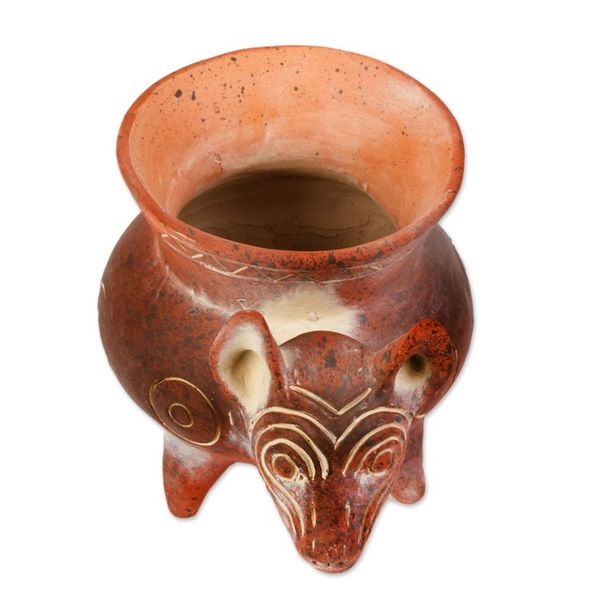 Alternate image for Hand Crafted Reddish Colima Dog Ceramic Pot from Mexico Colima Hound