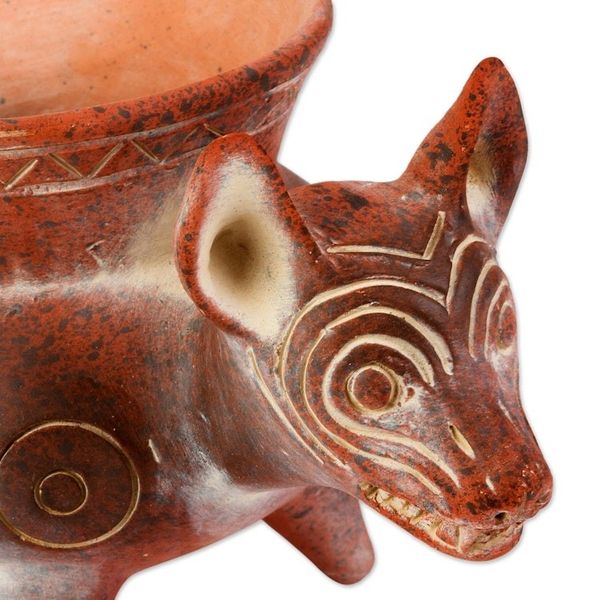 Alternate image for Hand Crafted Reddish Colima Dog Ceramic Pot from Mexico Colima Hound