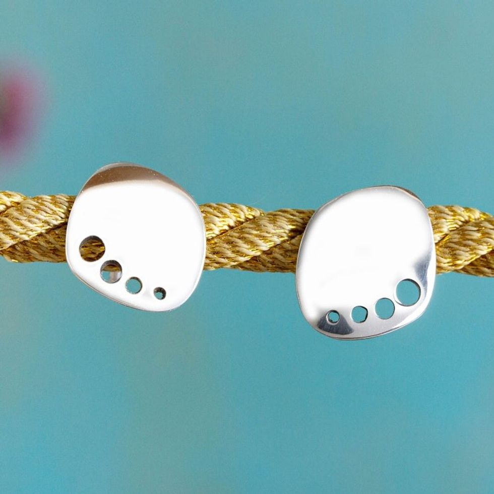 Modern Taxco Silver Drop Earrings from Mexico 'Modern Xolotl'