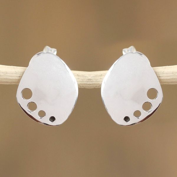 Alternate image for Modern Taxco Silver Drop Earrings from Mexico Modern Xolotl