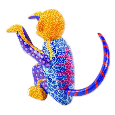 Alternate image for Small Hand-Painted Wood Alebrije Sculpture Bright Monkey