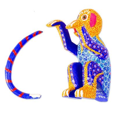 Alternate image for Small Hand-Painted Wood Alebrije Sculpture Bright Monkey