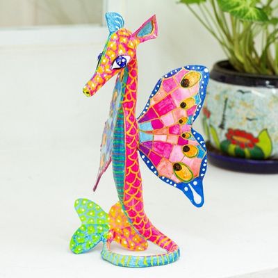 Alternate image for Hand Painted Seahorse Alebrije Sculpture Horse of the Sea