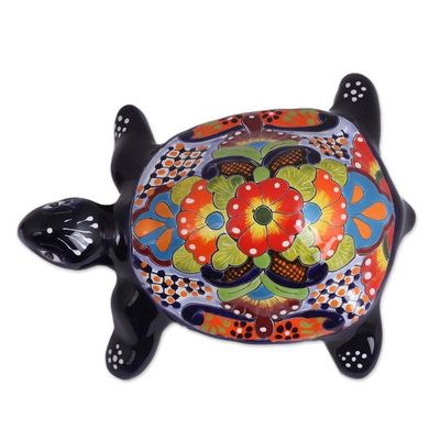 Alternate image for Hand-Painted Ceramic Turtle Sculpture from Mexico Cute Turtle