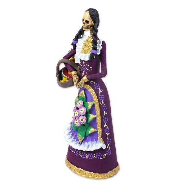Alternate image for Handcrafted Ceramic Catrina Statuette La Catrina Candelaria