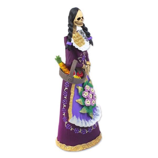 Alternate image for Handcrafted Ceramic Catrina Statuette La Catrina Candelaria