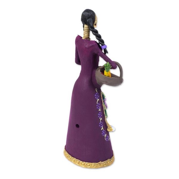 Alternate image for Handcrafted Ceramic Catrina Statuette La Catrina Candelaria