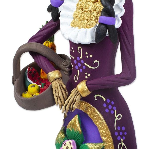 Alternate image for Handcrafted Ceramic Catrina Statuette La Catrina Candelaria