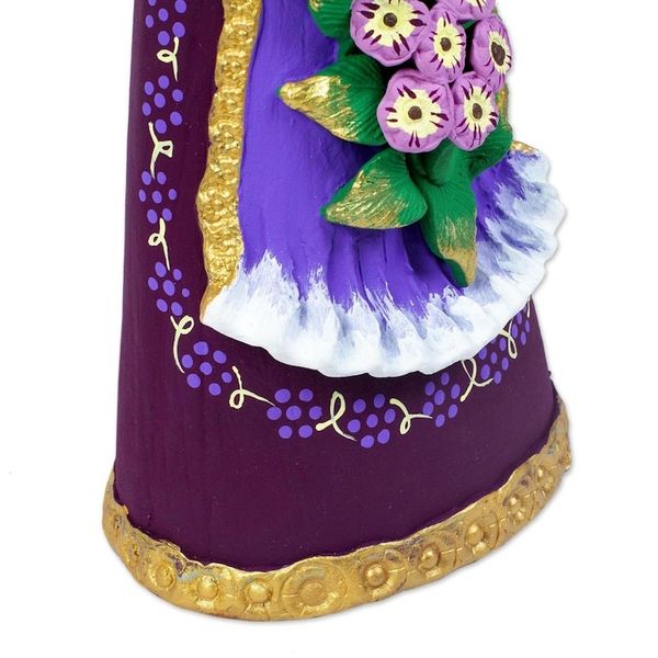Alternate image for Handcrafted Ceramic Catrina Statuette La Catrina Candelaria