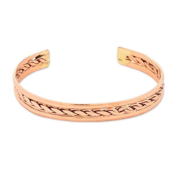 Alternate image for Classic High-Polished Copper Cuff Bracelet from Mexico Victorious Chains