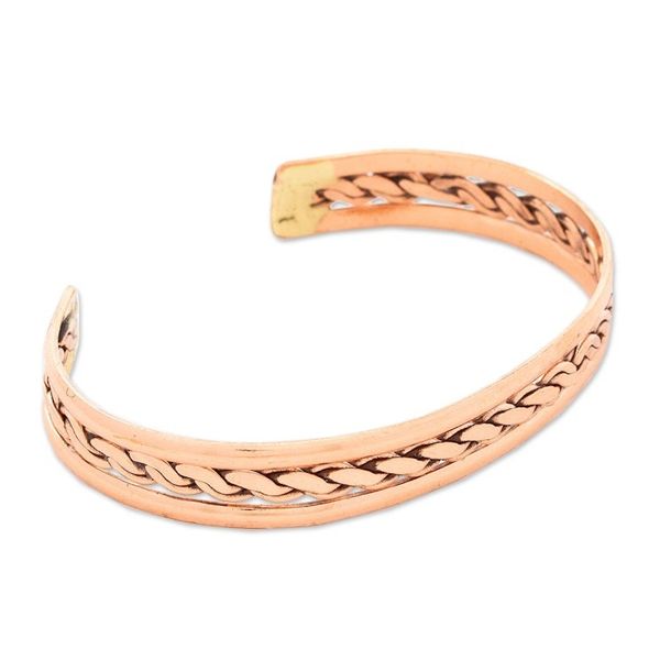 Alternate image for Classic High-Polished Copper Cuff Bracelet from Mexico Victorious Chains