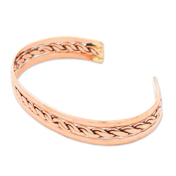 Alternate image for Classic High-Polished Copper Cuff Bracelet from Mexico Victorious Chains