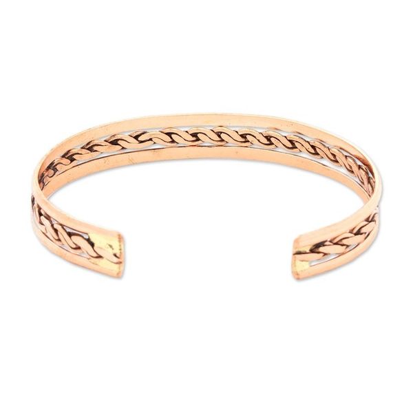 Alternate image for Classic High-Polished Copper Cuff Bracelet from Mexico Victorious Chains