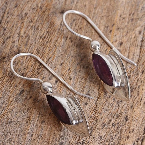Alternate image for Taxco Silver Modern Amethyst Drop Earrings from Mexico Amethyst Blades
