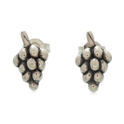 Alternate image for Winegrape-Shaped Sterling Silver Stud Earrings from Mexico Harmonious Liquor