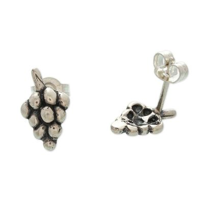 Alternate image for Winegrape-Shaped Sterling Silver Stud Earrings from Mexico Harmonious Liquor
