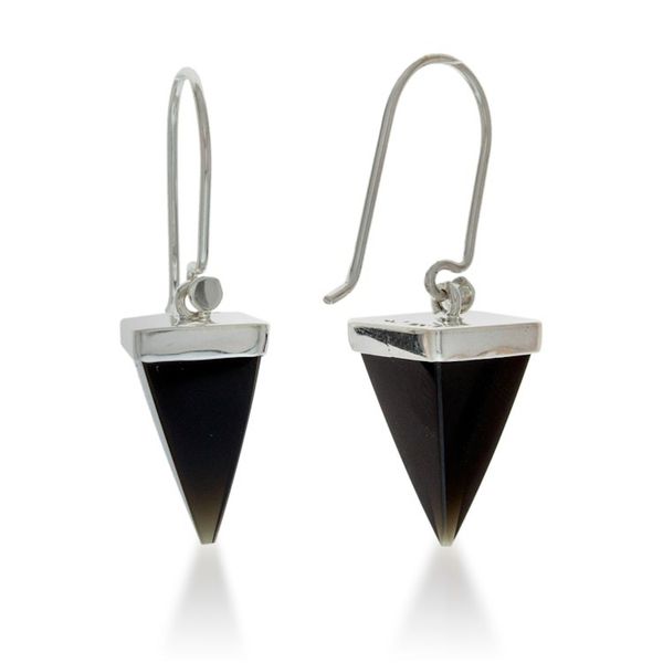 Alternate image for Taxco Silver Natural Onyx Pyramid-Themed Dangle Earrings Posh Pyramid
