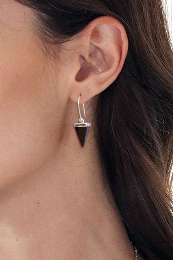Alternate image for Taxco Silver Natural Onyx Pyramid-Themed Dangle Earrings Posh Pyramid