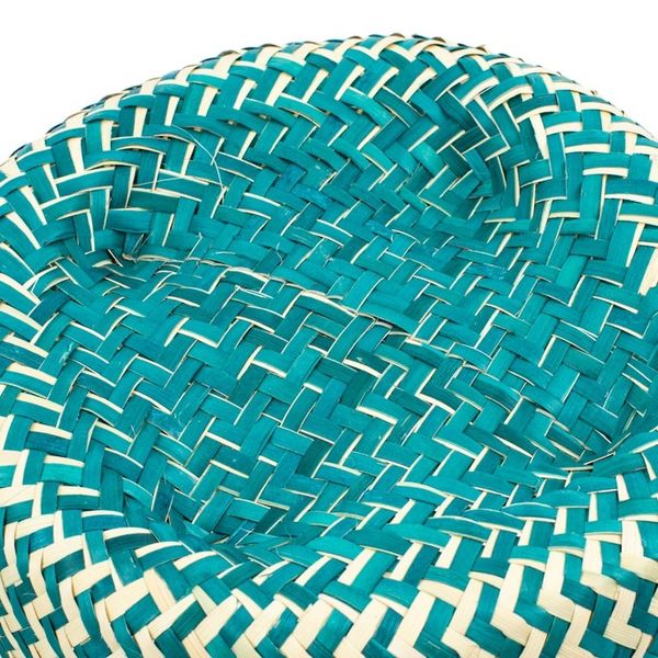 Alternate image for Green Basket with Lid Hand-Woven from Palm Fiber in Mexico Tiger in Green