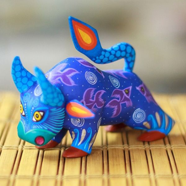 Alternate image for Handpainted Copal Wood Alebrije Bull Sculpture Oaxaca Bull