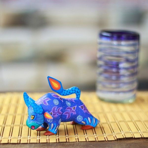 Alternate image for Handpainted Copal Wood Alebrije Bull Sculpture Oaxaca Bull