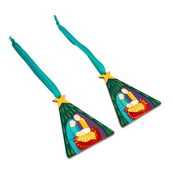 Alternate image for Nativity-Themed Pair of Handmade Wood Ornaments from Mexico Petite Miracle