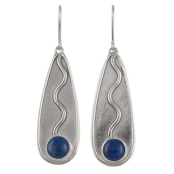 Alternate image for Sterling Silver Handcrafted Earrings with Lapis Lazuli River Flow