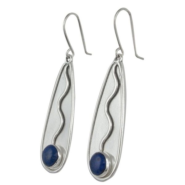 Alternate image for Sterling Silver Handcrafted Earrings with Lapis Lazuli River Flow