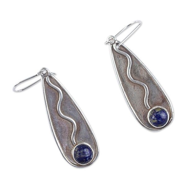 Alternate image for Sterling Silver Handcrafted Earrings with Lapis Lazuli River Flow