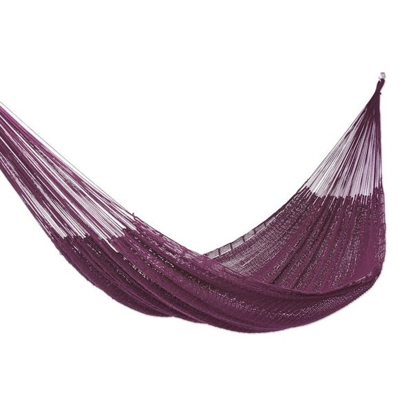 Alternate image for Hand Woven Cotton Rope Hammock Single Uxmal Mulberry
