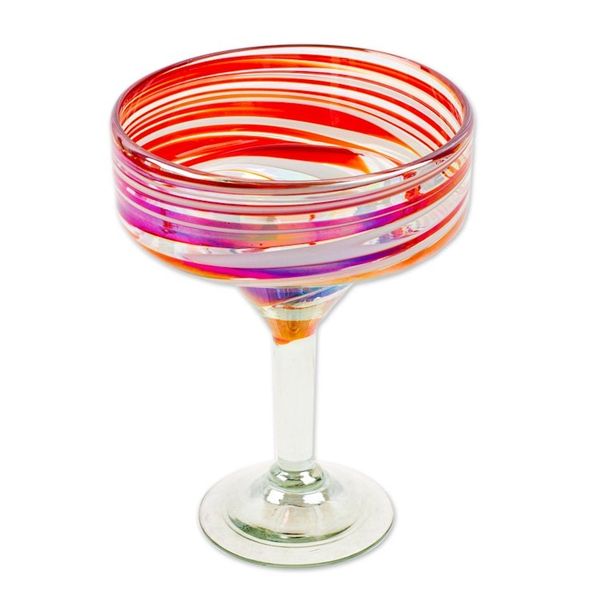 Alternate image for Set of 4 Eco-Friendly Red Handblown Margarita Glasses Sophisticated Enchantment