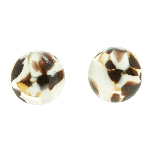 Alternate image for Black White Fused Glass Mosaic Button Earrings from Mexico Black White Textures