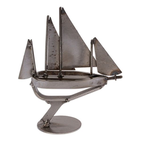 Alternate image for Eco-Friedly Nautical Upcycled Metal Sculpture from Mexico Metallic Voyage
