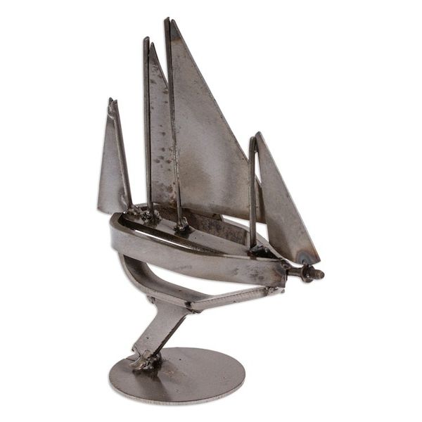 Alternate image for Eco-Friedly Nautical Upcycled Metal Sculpture from Mexico Metallic Voyage