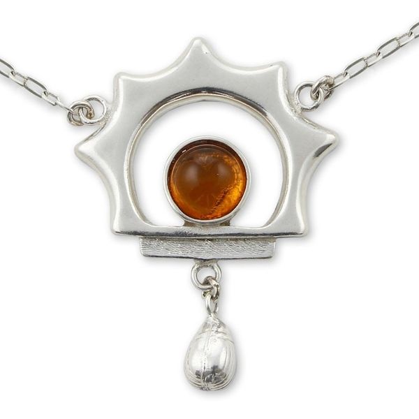 Alternate image for Unique Sterling Silver Sunshine Necklace with Amber Leo Sun