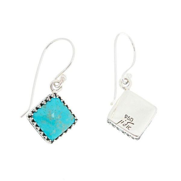 Alternate image for Square Turquoise Dangle Earrings from Mexico Turquoise Squares
