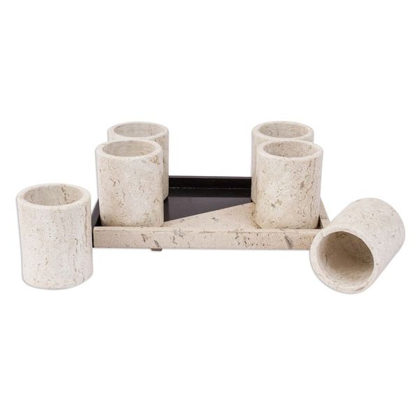 Alternate image for Beige Marble Tequila Glasses from Mexico Set of 6 Oblique Modernity