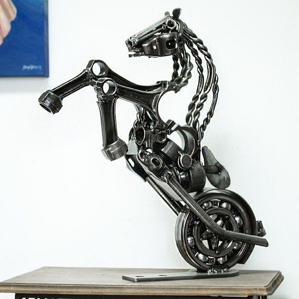 Alternate image for 20 Inch Rustic Motorbike Horse Upcycled Auto Parts Sculpture Rustic Horsepower